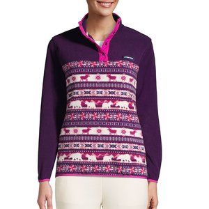 Fleece Pullover Sweater Ivory Cream and Dark Pink Purple Fair Isle LP PL 16P P16